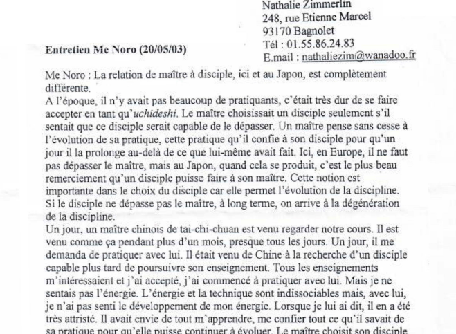 Read more about the article Entretien avec Maître Noro, 2003
